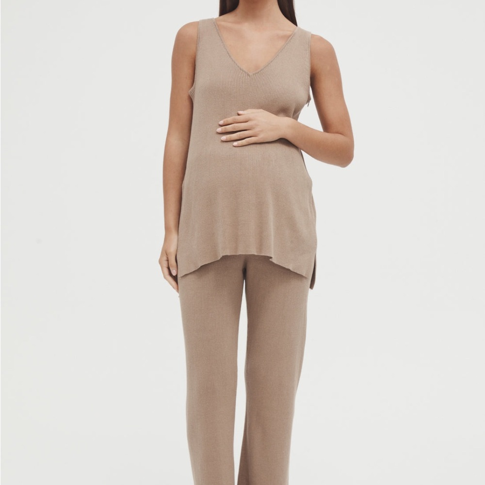 Legoe Heritage maternity Sleeveless Ribbed Wrap Top and pants set